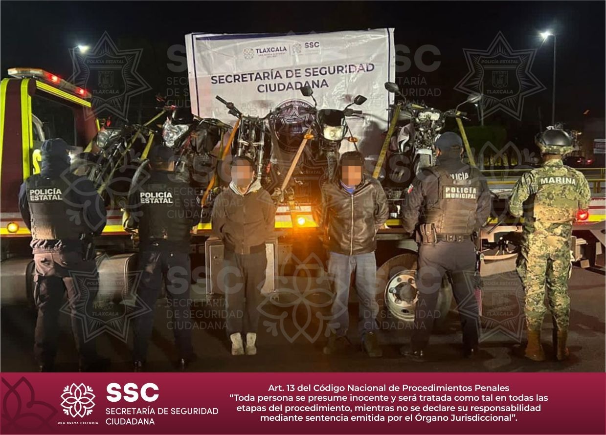 Denuncia ciudadana permite a la SSC recuperar cuatro motocicletas con predenuncia de robo en Tizatlán